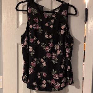 14th & Union Black Floral Sleeveless Blouse